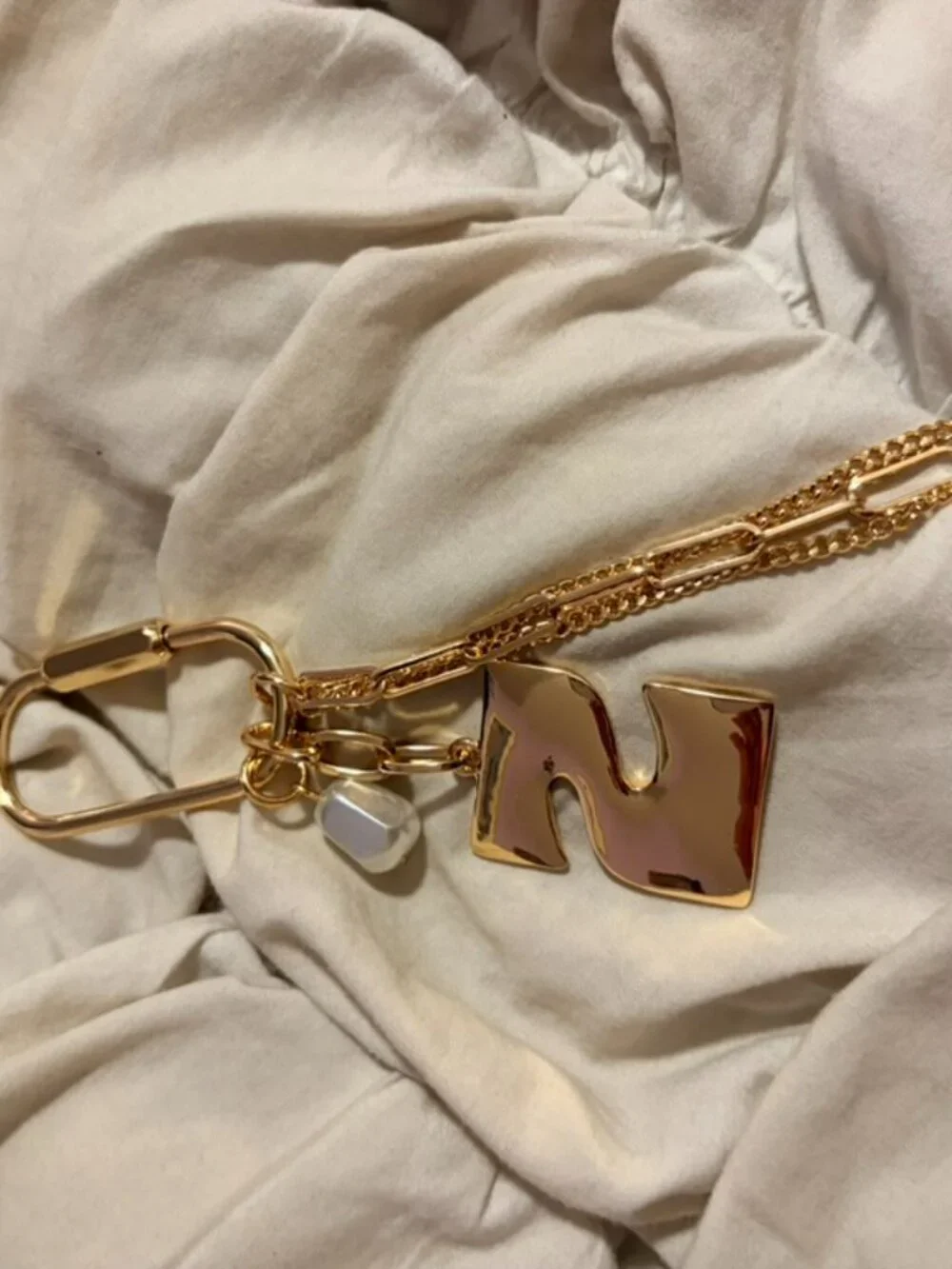 Free People Gold Tone Letter N Charm Bag Charm